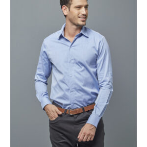 Camisa ejecutiva azul de hombre manga larga