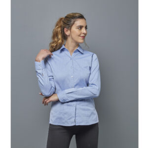 Camisa ejecutiva azul de mujer manga larga