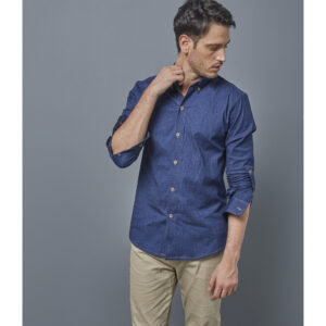 Camisa ejecutiva índigo de hombre manga larga